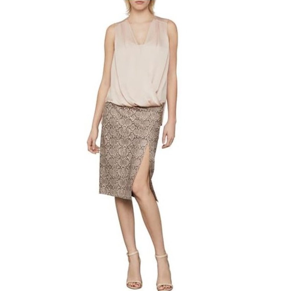 BCBGMAXAZRIA  Faux Leather midi skirt